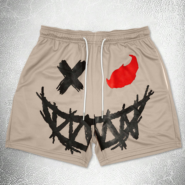 Tide brand printed retro street mesh shorts