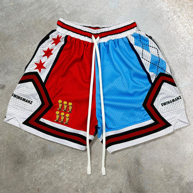Contrast Trendy Zip Mesh Shorts