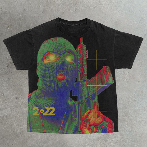 Masked Thug Casual Street Short Sleeve T-Shirt