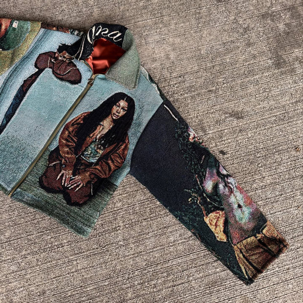 Hip Hop Rap Casual Street Vintage Tapestry Jacket