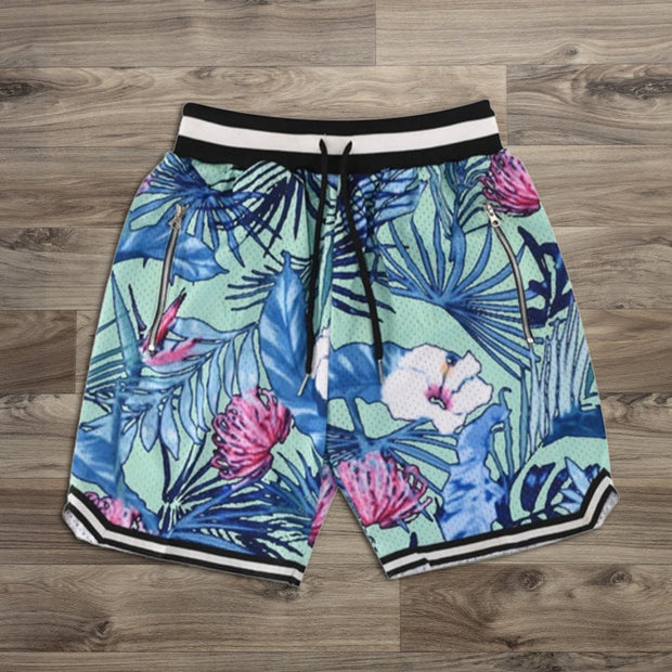 Floral Contrast Elastic Shorts