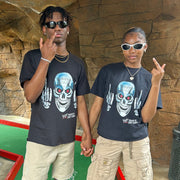 Casual street skull wrestling printed T-shirt