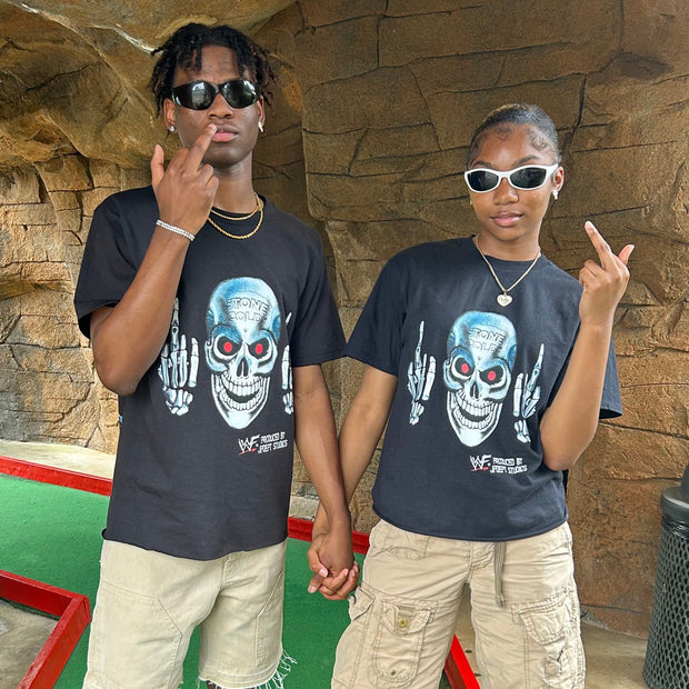 Casual street skull wrestling printed T-shirt