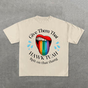 Lip Hawk Tuah Print Short Sleeve T-Shirt
