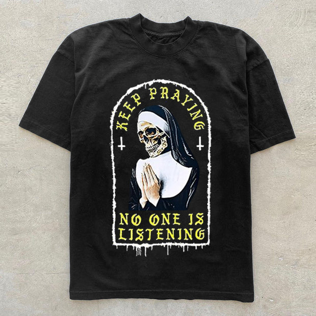 Skull Print Men's Casual Loose T-Shirt