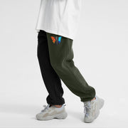 Contrast Vintage Plush Print Casual Trousers