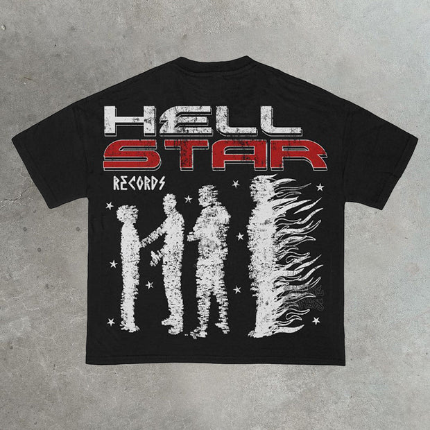 Hip hop skull print cotton T-shirt