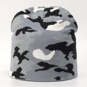 Pullover camouflage jacquard knitted hat warm hat