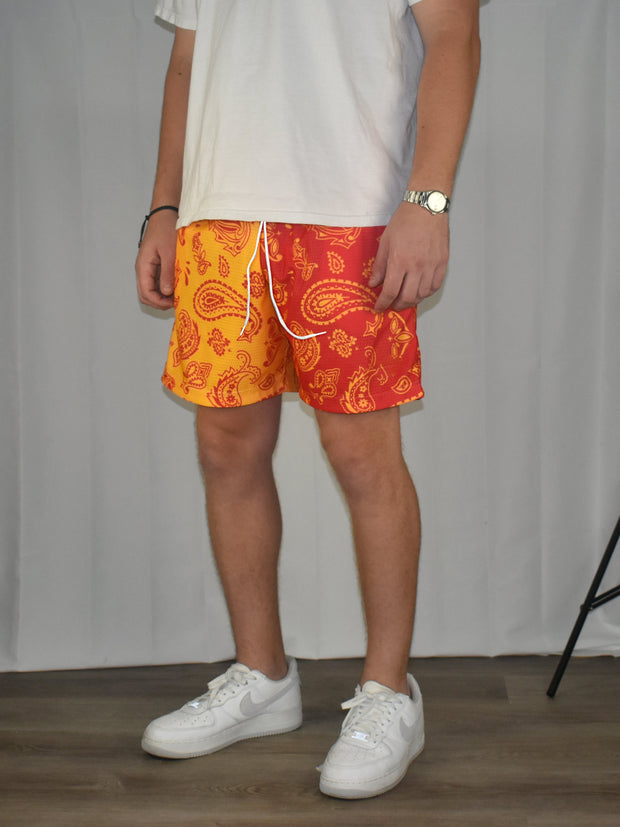 Casual Street Style Cashew Flower Colorblock Shorts