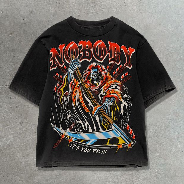 Death Scythe Casual Street Vintage T-shirt