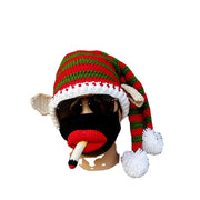 Winter funny Christmas hat new handmade crochet clown hat red lip mask two-piece holiday couple parent-child outfit