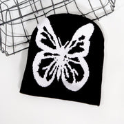 Two-color butterfly knitted hat, fashionable and versatile hat
