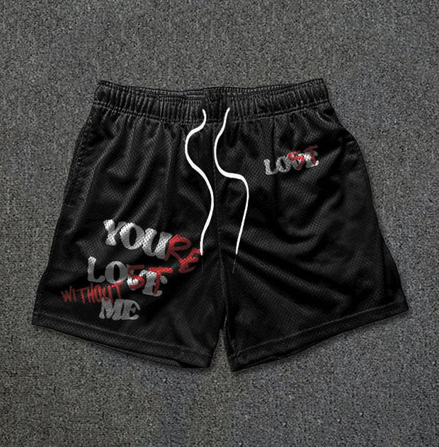 Casual Letters Print Mesh Shorts
