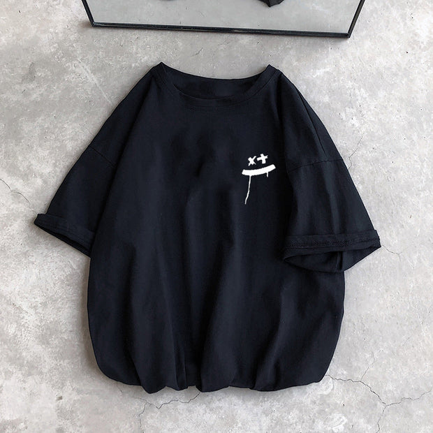 Smiley print short-sleeved T-shirt