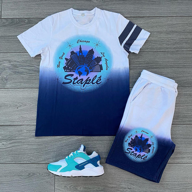 Casual Gradient Print Short Sleeve Suit