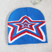 Pullover overlapping five-pointed Y2K jacquard knitted hat
