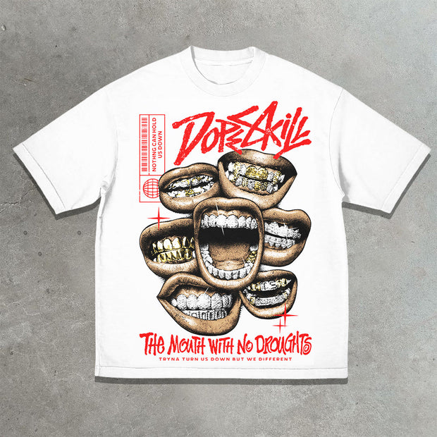 Gold Teeth Casual Street T-Shirt