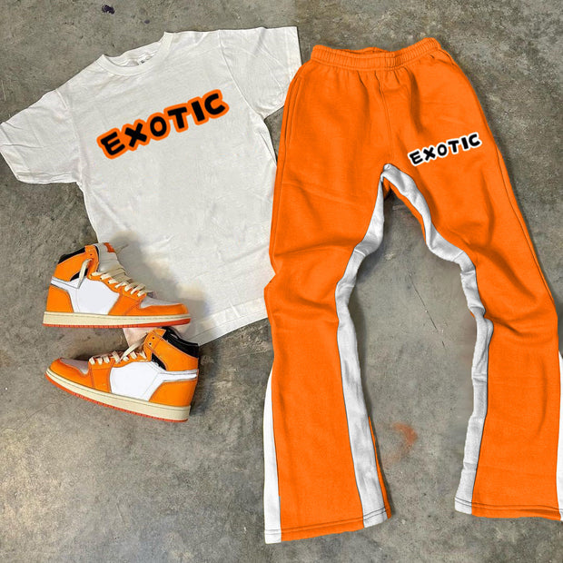 Exotic Print T-Shirt Trousers Two-Piece Set
