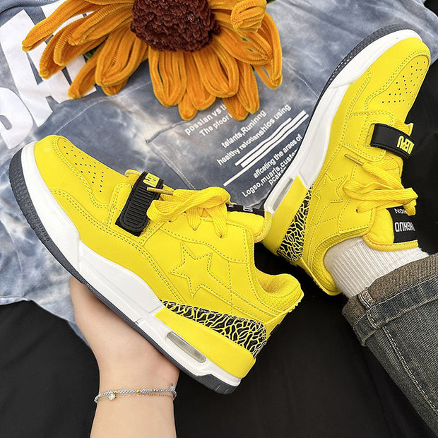 Lucky Star Lemon Yellow Sports Couple Height-enhancing Breathable Casual Shoes