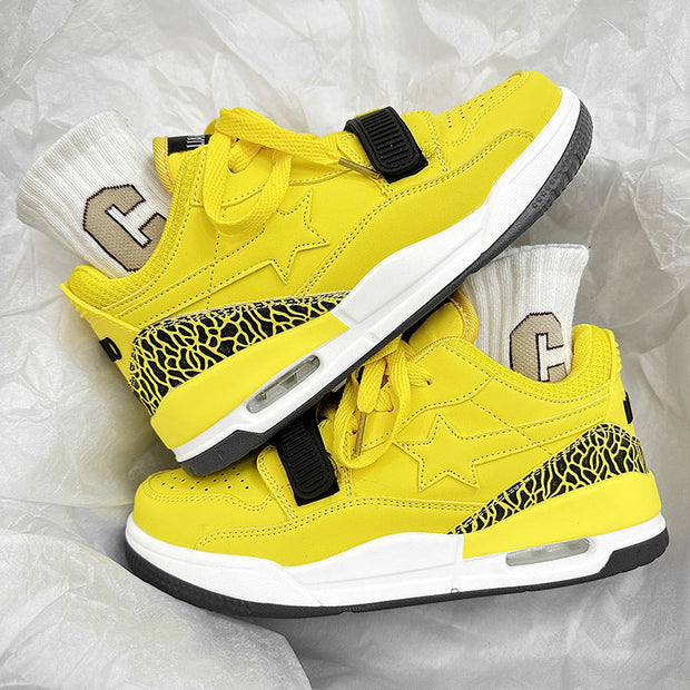 Lucky Star Lemon Yellow Sports Couple Height-enhancing Breathable Casual Shoes