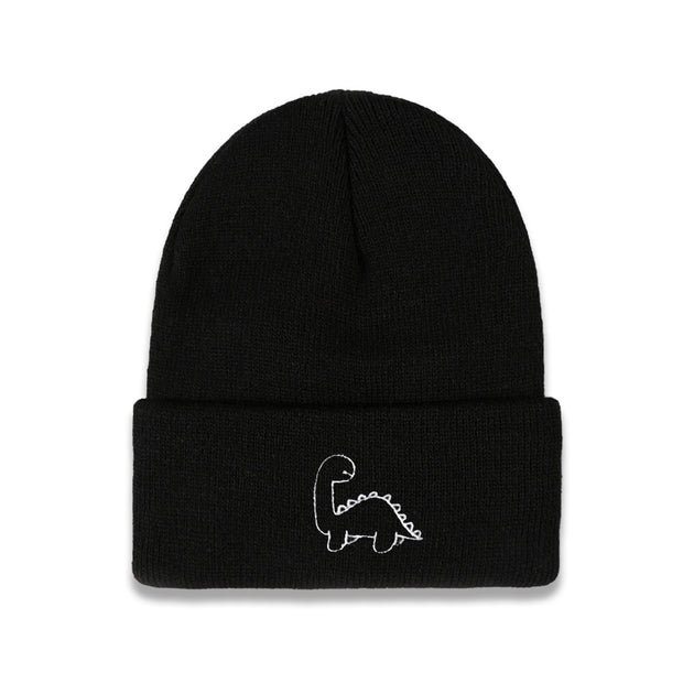 Cute embroidery dinosaur knitted hat men's Japanese warm hat