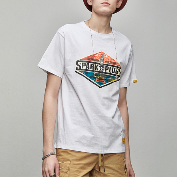 Street style printed loose cotton couple short sleeve t-shirt