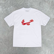 Comic cloud print casual short-sleeved T-shirt