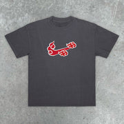 Comic cloud print casual short-sleeved T-shirt