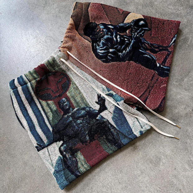 Black Panther King Casual Street Vintage Tapestry Shorts
