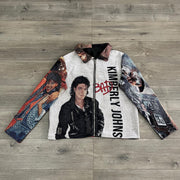Fashionable Figure Print Long Sleeve Zipped Jacket