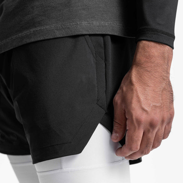 Casual Double Layer Fake Two Piece Gym Quick Dry Shorts