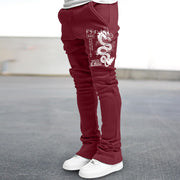Retro print trendy street straight trousers