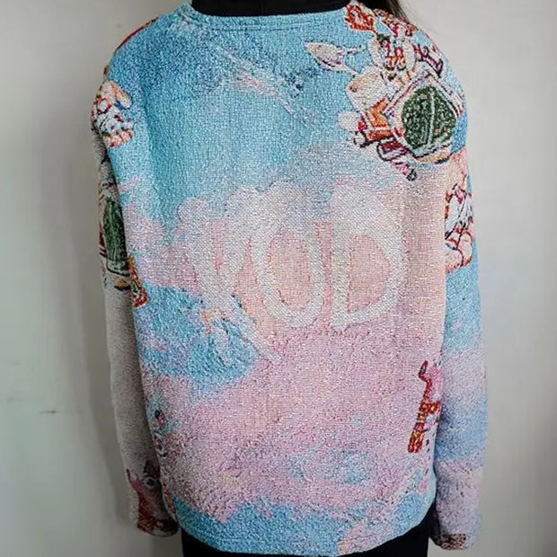 Rap King print tapestry crew neck sweatshirt