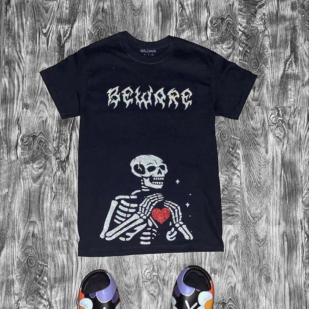 Fashion street style skull print T-shirt