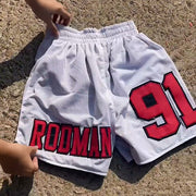 Double contrast bulls print shorts