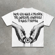 Casual street printed cotton T-shirt