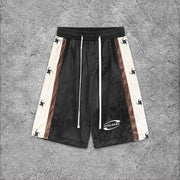 Street Colorblock Letter Print Shorts