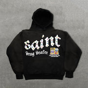 Saint Drug Dealer Print Long Sleeve Hoodies