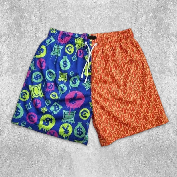 Street Colorblock Money Print Shorts