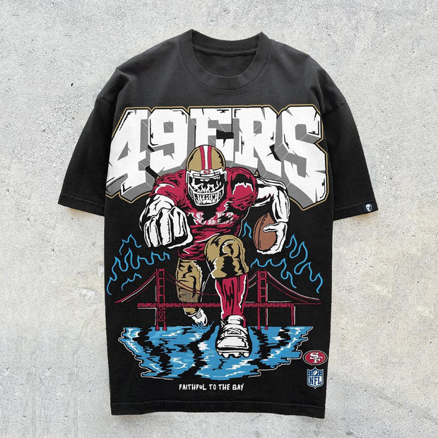 49ers Football Print Short Sleeve T-Shirt