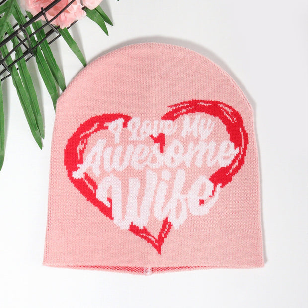 English love wool warm knitted hat