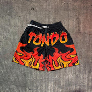 Fashion personality street style print flame camouflage shorts