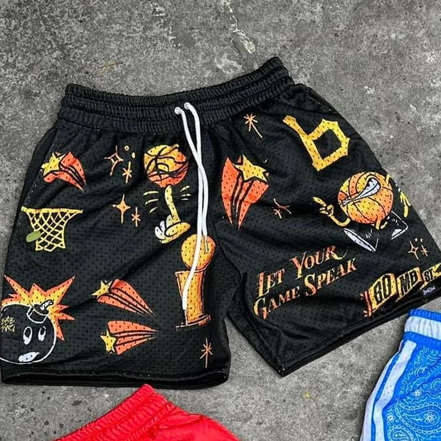 Fashion casual sports style printed shorts