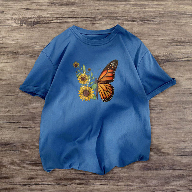 Fashion casual style butterfly short-sleeved T-shirt