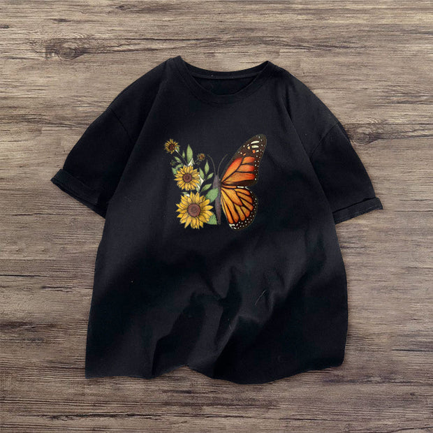 Fashion casual style butterfly short-sleeved T-shirt