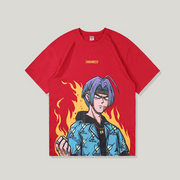 Loose anime print casual short-sleeved T-shirt