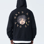 Casual dirty braided black hoodie