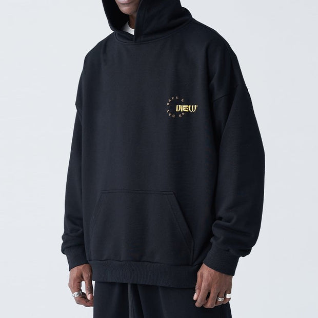 Casual dirty braided black hoodie