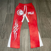 Personalized contrasting print casual flared pants