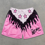graphic allover elastic shorts